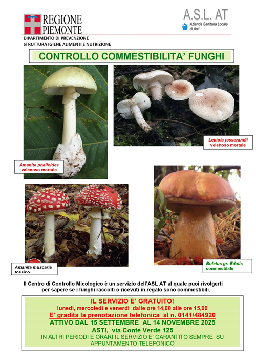 Controllo commestibilità funghi