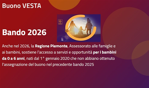 Buono Vesta 2026, click day il 21 aprile: 20 milioni per le famiglie piemontesi
